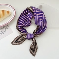 Pleated square scarf with purple geometric maze print and refined crinkle texture - Brown Purple Maze Pattern