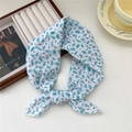 Floral cotton linen silk scarf with blue leaf print on white fabric for elegant styling - 55*55CM / 22B Small Red Heart Leaf