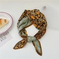 Pleated square scarf with maple leaf print in yellow and green elegant finish - Maple Leaf Yellow Patchwork