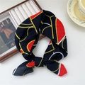 Black cotton linen headband featuring red and yellow abstract geometric patterns - 55*55CM / 23B Lines Navy