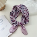 Elegant purple polka dot linen cotton scarf styled as a bow on a minimalist background - 18 Stripe Base-Solid Purple Dot