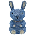 Close-up of vibrant blue rhinestone rabbit clutch bag showing detailed crystal craftsmanship - Light Blue