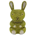 Detail of a rabbit-shaped evening clutch bag adorned with vibrant green and white crystals - Army Green