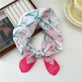 Elegant cotton linen scarf featuring pink tulips and contrast hem for daily styling - Tulip Duo Frame Pink
