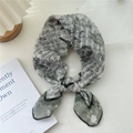 Grey-green floral cotton linen scarf with butterfly print and delicate mesh texture - 10 Stripe Base-Butterfly Bird Flower Green