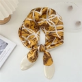 Vintage yellow floral silk scarf with geometric patterns for a classic retro style look - 6 Thick Line Mesh Flower Yellow