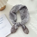 Pale purple floral cotton linen square scarf with delicate mesh texture and hemmed edges - 9 Stripe Base-Butterfly Bird Flower Brown