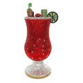 Abendtasche in Cocktailglas-Optik mit roten Kristallen und kreativen Details - Rot