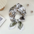 Elegant floral square silk scarf with vintage botanical prints and green border accents - 17 Butterfly Flower Green