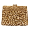 Detailansicht der goldenen Clutch mit Marquise-Kristallen und funkelndem Strassbesatz - Gold