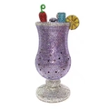 Cocktailglas-Abendtasche mit lila Strasssteinen und Fruchtmotiven für Damen - Violett