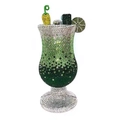 Funkelnde Cocktailglas-Clutch mit grünem Strass-Verlauf und Limetten-Detail - Dunkelgrün