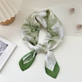 Elegant floral square silk scarf in light green with dark green border pattern - 24 English Cherry Green