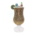 Funkelnde goldene Cocktailglas-Clutch-Tasche mit bunten Strasssteinen und Kristalldetails - Gold