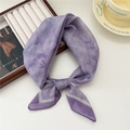 Breathable purple floral cotton linen scarf with soft bamboo leaf print and knotted detail - Ink Bamboo Leaf Print Purple Edge