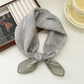 Breathable sage green cotton silk scarf with elegant navy floral leaf patterns - Ink Bamboo Leaf Print Light Green Edge