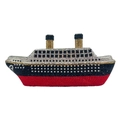Elegante borsa da sera a forma di nave da crociera con cristalli multicolore - Nero Rosso