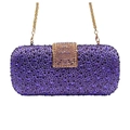 Sparkling purple crystal clutch bag with gold chain strap for elegant evening parties - Lotus Purple