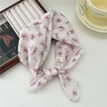 Breathable light pink floral cotton linen square scarf tied in a soft decorative knot - Little Flower Bush