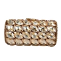 Luxuriöse goldene Abendtasche in Zylinderform mit Marquise-Kristallen und Metallverschluss - Gold