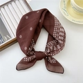Foulard en coton et lin marron avec motif léopard et imprimés de gouvernail nautique - 21 Coton - Grille de Losanges de Soleil Marron