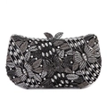 Elegante borsa da sera con farfalla e strass argento e grigi su montatura metallica - 20*11*5cm / Grigio Scuro
