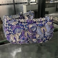 Pochette de soirée luxe strass bleu et argent avec motifs papillons et fleurs élégants - Bleu Roi Multicolore