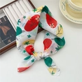 Floral cotton linen square scarf with red and yellow patterns for women - Colorful Bean Flower Off White