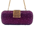 Sparkling purple rhinestone evening clutch bag with gold metallic clasp and chain strap - Purple