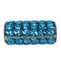 Navy blue marquise crystal evening clutch bag with luxury gold finish metal frame - Light Blue