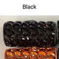 Elegant black cylindrical evening bag with large faceted crystals and a metal frame - Black