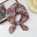 Elegant floral cotton linen neckerchief in red and blue with a stylish bow tie knot - Duo-Color W-Stripe Flower Blue