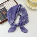 Purple printed square scarf with chain patterns on a decorative wooden jewelry tray - Motorcycle Chain Purple