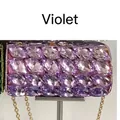 Violet crystal cylinder evening bag encrusted with marquise-cut rhinestones and metal frame - Violet