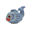Macro detail of goldfish evening bag featuring hand-set blue crystals and rhinestones - Sky Blue