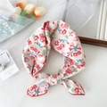 Pink cotton neckerchief with red floral pattern and soft silk-like texture - Pink Red Floral (13 Cotton - Cockscomb Red)