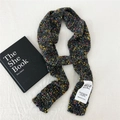 Detailed close-up of dark grey speckled knit scarf with colorful yarn dots and thick texture - 6*175cm / Black Knitted with Colorful Confetti