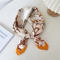 Elegant silk scarf featuring magnolia floral print and bright orange contrast borders - White Magnolia Orange Yellow Edge