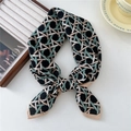 Elegant geometric patterned scarf in black and green with chic woven texture design - Color Woven Green
