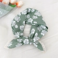 Foulard quadrato in cotone lino verde bosco con stampa floreale bianca e pizzo - Fiore Di Malva Verde