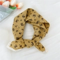 Foulard floreale giallo zenzero con pizzo bianco e trama in cotone lino stile vintage - Foglia Di Loto Gialla
