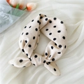 Polka dot knotted cotton linen headband in beige with black spots flat lay - 1B Polka Dot Beige