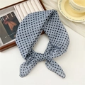 Blue grey cotton linen scarf with black polka dots in a vintage French style knot - Dense Polka Dot Grey (4 Cotton) / 58*58cm