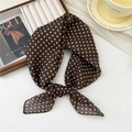 Soft dark brown cotton linen scarf with white polka dots tied in a bow style - Dense Polka Dot Brown (5 Cotton) / 58*58cm
