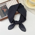 Black and white polka dot cotton linen scarf tied in a stylish bow for women - Dense Polka Dot Black (6 Cotton) / 58*58cm