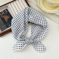 Polka dot cotton linen small square scarf with elegant knot in a white and black finish - Dense Polka Dot White (7 Cotton) / 58*58cm