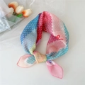 Écharpe carrée chic en coton et lin avec motifs de cœur géométriques roses et bleus - Rayé Rose Arc-en-ciel