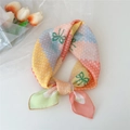 Foulard en coton aux tons pastel avec motif nœud et texture légère pour femme - Rayé Vert Arc-en-ciel
