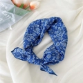Bandana carré en coton et lin bleu marine avec motifs imprimés paisley classiques - 20B Étoile Paisley Bleu