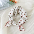 Bandana japonais en coton et lin blanc avec motif floral rouge et bordure rouge - 9B Fleurs Sauvages Beige